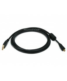Monoprice 6ft USB 2.0 A Male to Mini-B 4pin Male 28/24AWG Cable w/ Ferrite Core (Gold Plated)