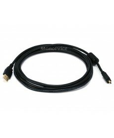 Monoprice 10ft USB 2.0 A Male to Mini-B 4pin Male 28/24AWG Cable w/ Ferrite Core (Gold Plated)