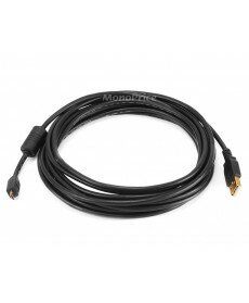 Monoprice 15ft USB 2.0 A Male to Micro 5pin Male 28/24AWG Cable w/ Ferrite Core (Gold Plated)