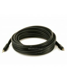 Monoprice 15ft Premium 3.5mm Stereo Male to 3.5mm Stereo Male 22AWG Cable (Gold Plated) - Black
