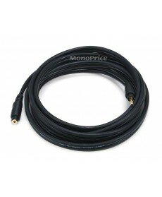 Monoprice - 10ft Premium 3.5mm Stereo Male to 3.5mm Stereo Female 22AWG Extension Cable (Gold Plated) - Black