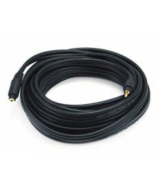 Monoprice - 25ft Premium 3.5mm Stereo Male to 3.5mm Stereo Female 22AWG Extension Cable (Gold Plated) - Black