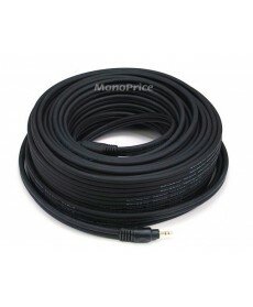 Monoprice - 75ft Premium 3.5mm Stereo Male to 3.5mm Stereo Female 22AWG Extension Cable (Gold Plated) - Black
