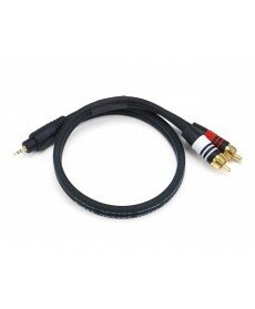 Monoprice - 1.5ft Premium 2.5mm Stereo Male to 2RCA Male 22AWG Cable (Gold Plated) - Black