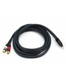 Monoprice - 10ft Premium 2.5mm Stereo Male to 2RCA Male 22AWG Cable (Gold Plated) - Black