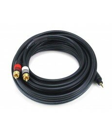 Monoprice - 15ft Premium 2.5mm Stereo Male to 2RCA Male 22AWG Cable (Gold Plated) - Black