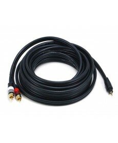 Monoprice - 25ft Premium 2.5mm Stereo Male to 2RCA Male 22AWG Cable (Gold Plated) - Black