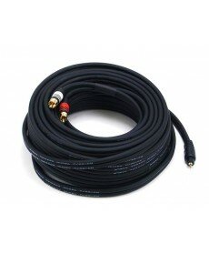 Monoprice - 50ft Premium 2.5mm Stereo Male to 2RCA Male 22AWG Cable (Gold Plated) - Black