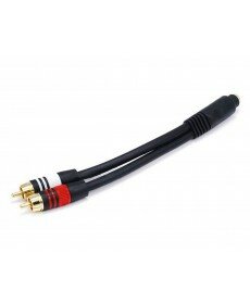 Monoprice - 6inch Premium 3.5mm Stereo Female to 2RCA Male 22AWG Cable (Gold Plated) - Black