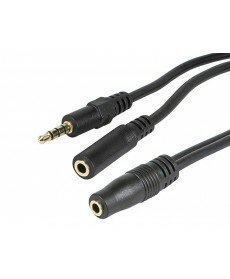 Monoprice - Audio cable for iPad® & smartphones (TRRS male to 1/8" TS female input & 1/8" TRS female output) - 1 Foot