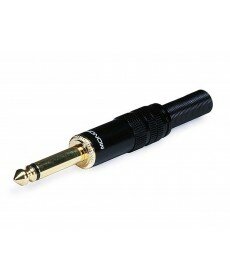6.3mm (1/4 inch) Mono Plug, Black Shell, Gold Plated OD:7.5MM 