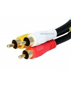 Monoprice 10ft Triple RCA Stereo Video Dubbing Composite Cable (3 x RG59U)