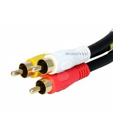 Monoprice 15ft Triple RCA Stereo Video Dubbing Composite Cable (3 x RG59U)