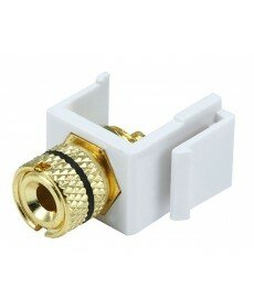 Monoprice - Keystone Jack - Banana Jack w/Black Ring (Solder Type) - White