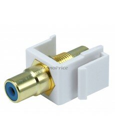 Monoprice Keystone Jack - Modular RCA w/Blue Center (White)
