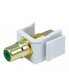 Monoprice Keystone Jack - Modular RCA w/Green Center (White)