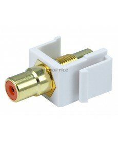 Monoprice Keystone Jack - Modular RCA w/Orange Center (White)