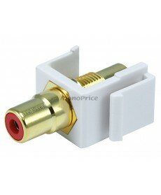 Monoprice Keystone Jack - Modular RCA w/Red Center (White)