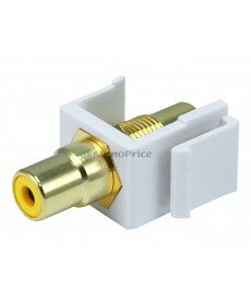 Monoprice Keystone Jack - Modular RCA w/Yellow Center (White)