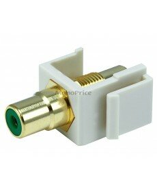 Monoprice Keystone Jack - Modular RCA w/Green Center (Ivory)