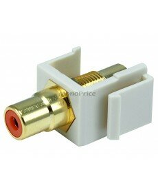 Monoprice Keystone Jack - Modular RCA w/Orange Center (Ivory)