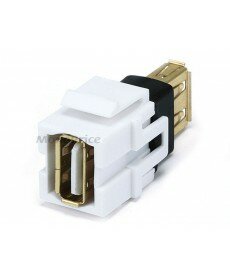 Monoprice Keystone Jack - USB 2.0 A Female to A Female Coupler Adapter, Flush Type (White)