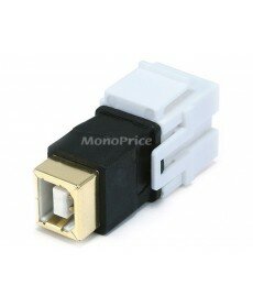 Monoprice Keystone Jack - USB 2.0 B Female to B Female Coupler Adapter, Flush Type (White)