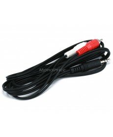 Monoprice - 6ft 3.5mm Stereo Plug/2 RCA Plug Cable - Black