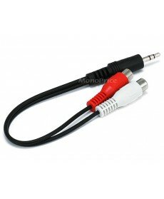 Monoprice 6inch 3.5mm Stereo Plug/2 RCA Jack Cable - Black 3.5mm to RCA Audio Cable