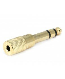 Monoprice Metal 6.35mm (1/4 Inch) Stereo Plug to 3.5mm Stereo Jack Adaptor - Gold Plated