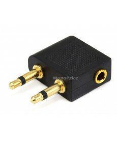 Monoprice 2 x 3.5mm Plug to 3.5mm Plug Splitter Adaptor - Gold Plated (Right Angle)