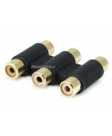Monoprice 3 RCA Jack to 3 RCA Jack Adaptor - Gold Plated