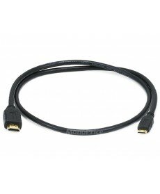 Monoprice High Speed Ethernet HDMI Cable with HDMI Mini Connector - 4K @ 24Hz, 10.2Gbps, 30AWG, 3ft, Black Type C to Type A