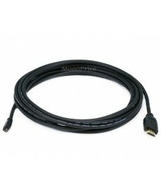 Monoprice 15ft 34AWG Standard HDMI Cable With Ethernet - HDMI Micro Connector to HDMI Connector - Black