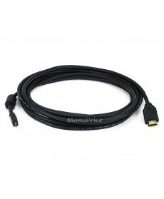 Monoprice 15ft 34AWG Standard HDMI Cable With Ethernet w/Ferrite Core - HDMI Micro Connector to HDMI Connector - Black