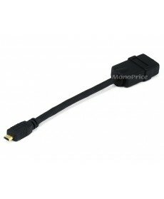 Monoprice 0.5FT 34AWG High Speed w/ Ethernet Micro-HDMI Male (Type D) to HDMI Female (Type A) Adapter Cable - Black