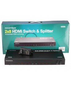 Monoprice - 2x8 HDMI® Switch & Splitter