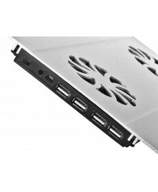 Adjustable Aluminum Laptop Riser Cooling Stand w/ Built-In 70mm Fan - Black