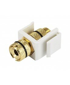 Monoprice - Keystone Jack - Banana Jack w/Black Ring (Screw Type) - White