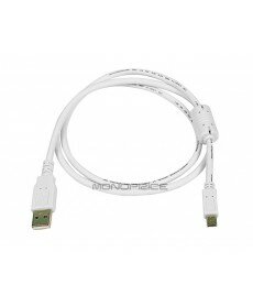 Monoprice 3ft USB 2.0 A Male to Mini-B 5pin Male 28/24AWG Cable w/ Ferrite Core (Gold Plated) - WHITE