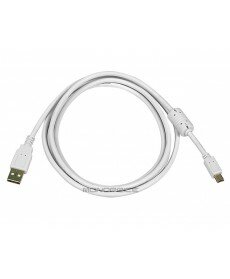 Monoprice 6ft USB 2.0 A Male to Mini-B 5pin Male 28/24AWG Cable w/ Ferrite Core (Gold Plated) - WHITE
