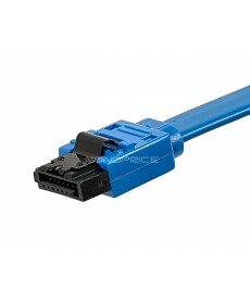 Monoprice - 18inch SATA 6Gbps Cable w/Locking Latch (90 Degree to 180 Degree) - Blue
