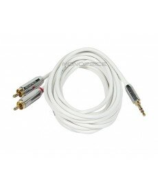 Monoprice 10ft Designed for Mobile 3.5mm Stereo Male to RCA Stereo Male (Gold Plated) - White