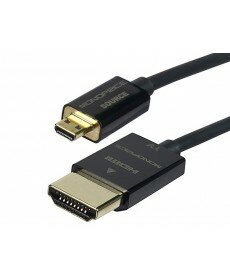 Monoprice Ultra Slim Series Active High Speed HDMI Cable with HDMI Micro Connector - 4K @ 24Hz, 10.2Gbps, 36AWG, YUV 4:2:0, 10ft, Black Type D to Type A