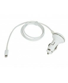 Monoprice MFi Certified Car Charger with Lightning Connector for iPad, iPhone, and iPod 1A - White