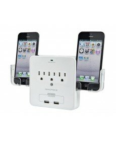 3 Outlet Power Surge Protector Wall Tap w/ 2 USB Ports and Phone Holder - 540 Joules In Wall Surge Protector