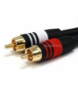 Monoprice 1.5ft Premium 2 RCA Plug/2 RCA Plug M/M 22AWG Cable - Black