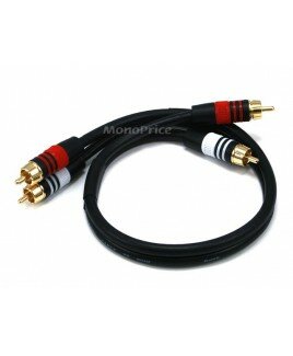 Monoprice 1.5ft Premium 2 RCA Plug/2 RCA Plug M/M 22AWG Cable - Black